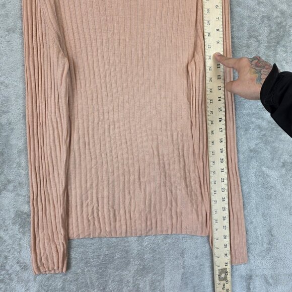 COS Sweater Womens Medium Beige Ribbed Turtleneck Lyocell Wool Long Sleeve Top - Picture 4 of 11